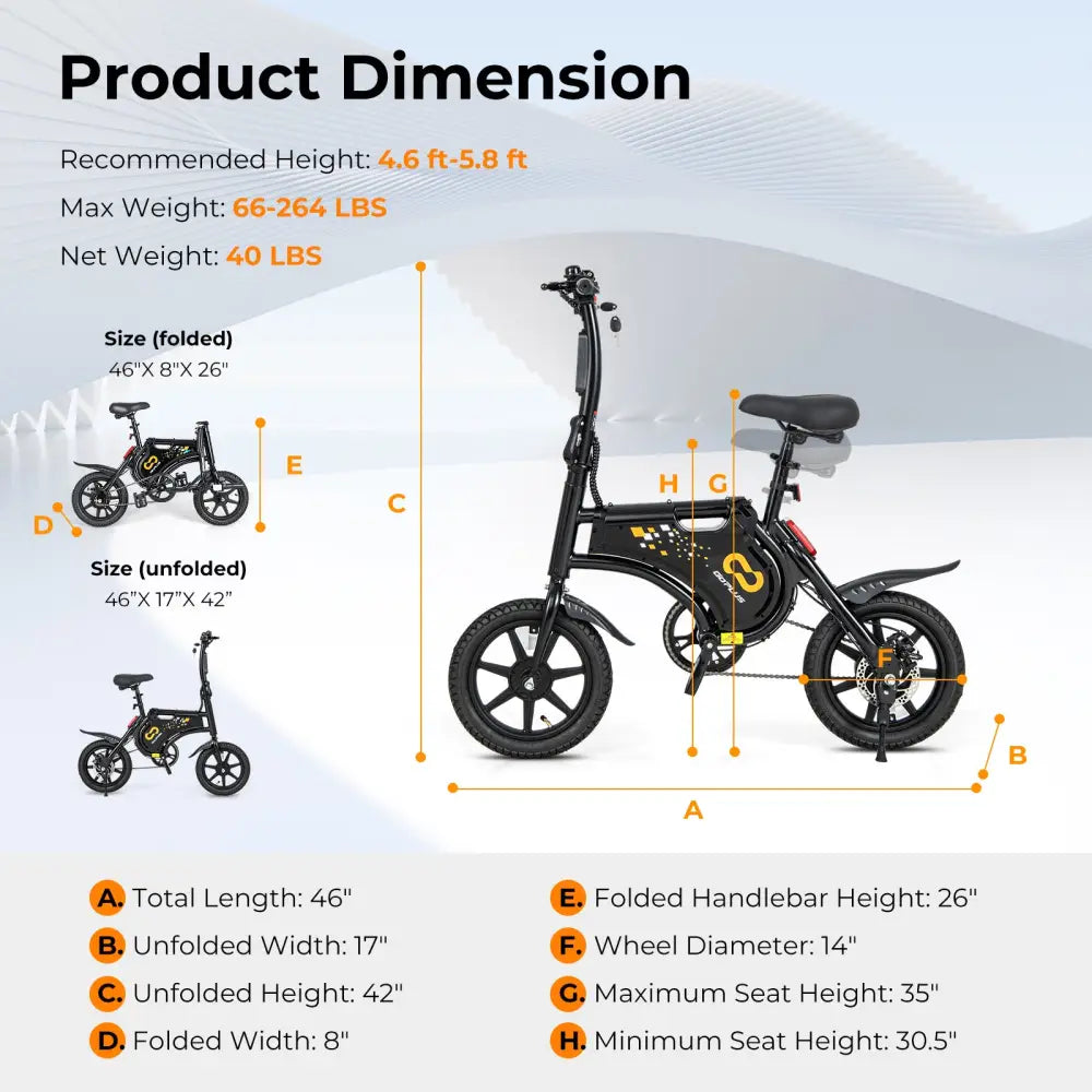 Electric Bike for Adults Folding Electric Bicycle with 350W Motor and 36V Battery - Black - Exercise Bikes