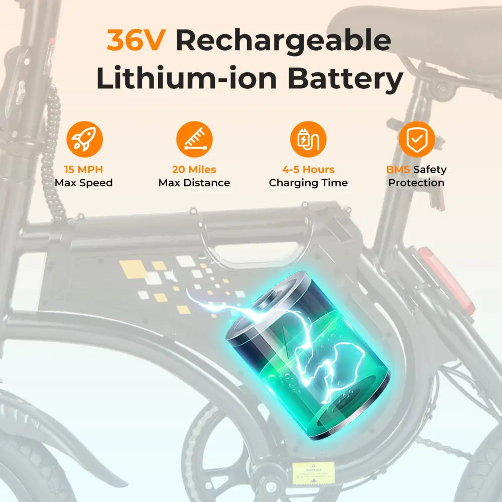 Electric Bike for Adults Folding Electric Bicycle with 350W Motor and 36V Battery - Black - Exercise Bikes