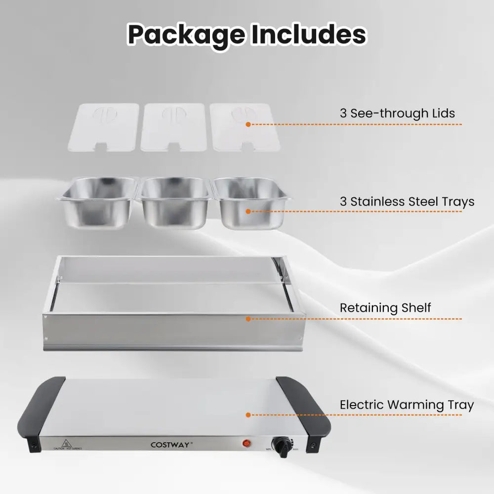 Electric Buffet Server Food Warmer with 3 Removable Trays - Food Warmers & Burners