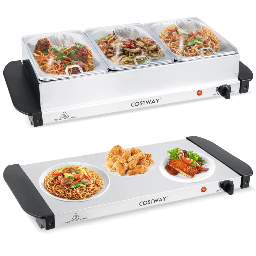Electric Buffet Server Food Warmer with 3 Removable Trays - Food Warmers & Burners