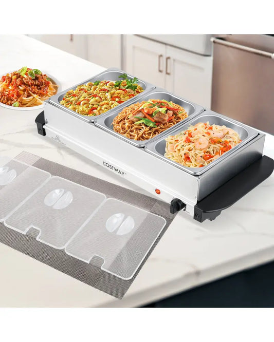 Electric Buffet Server Food Warmer with 3 Removable Trays - Food Warmers & Burners
