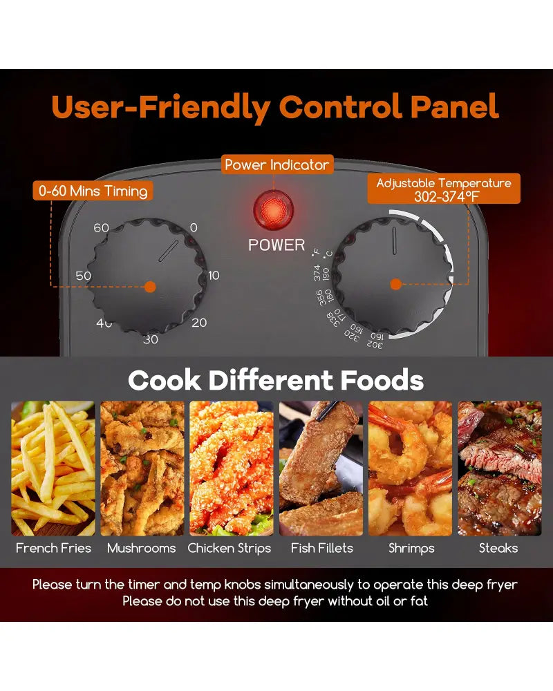 Electric Deep Fryer 5.3QT/21-Cup Stainless Steel 1700W with Triple Basket-Black - Black - Air Fryers