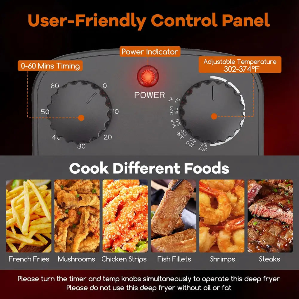 Electric Deep Fryer 5.3QT/21-Cup Stainless Steel 1700W with Triple Basket-Black - Black - Air Fryers
