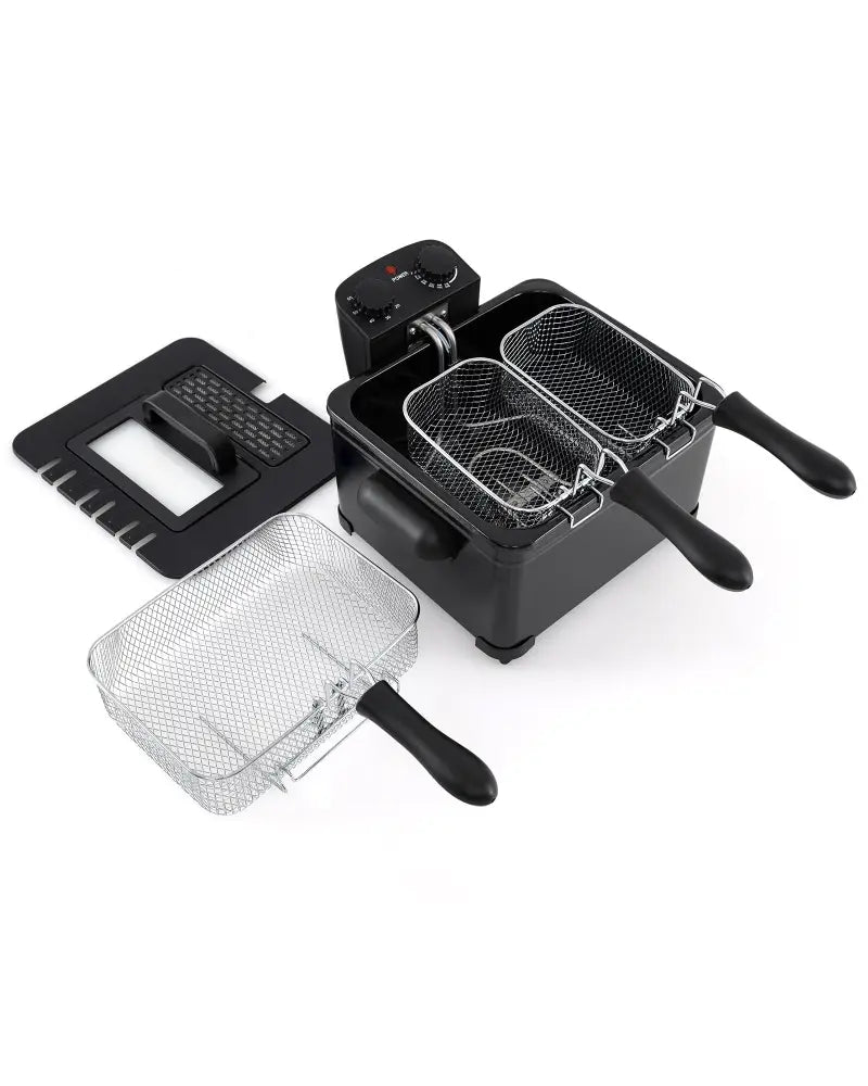 Electric Deep Fryer 5.3QT/21-Cup Stainless Steel 1700W with Triple Basket-Black - Black - Air Fryers
