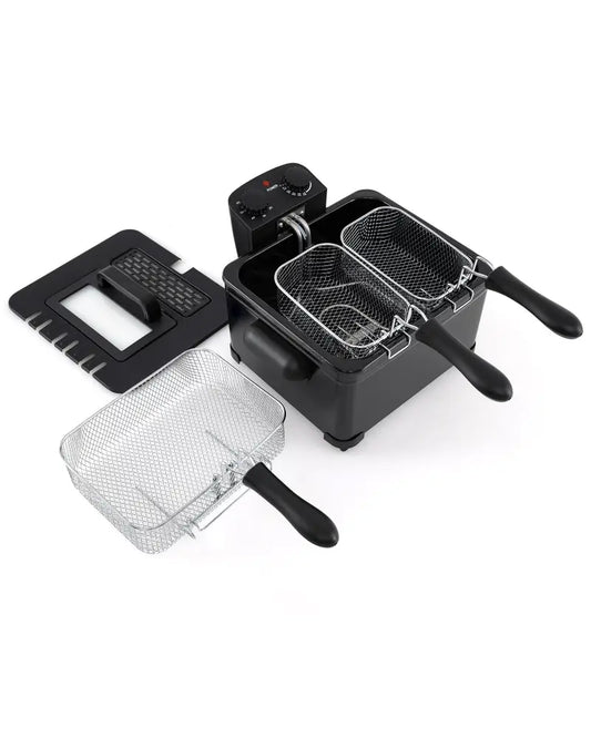 Electric Deep Fryer 5.3QT/21-Cup Stainless Steel 1700W with Triple Basket-Black - Black - Air Fryers