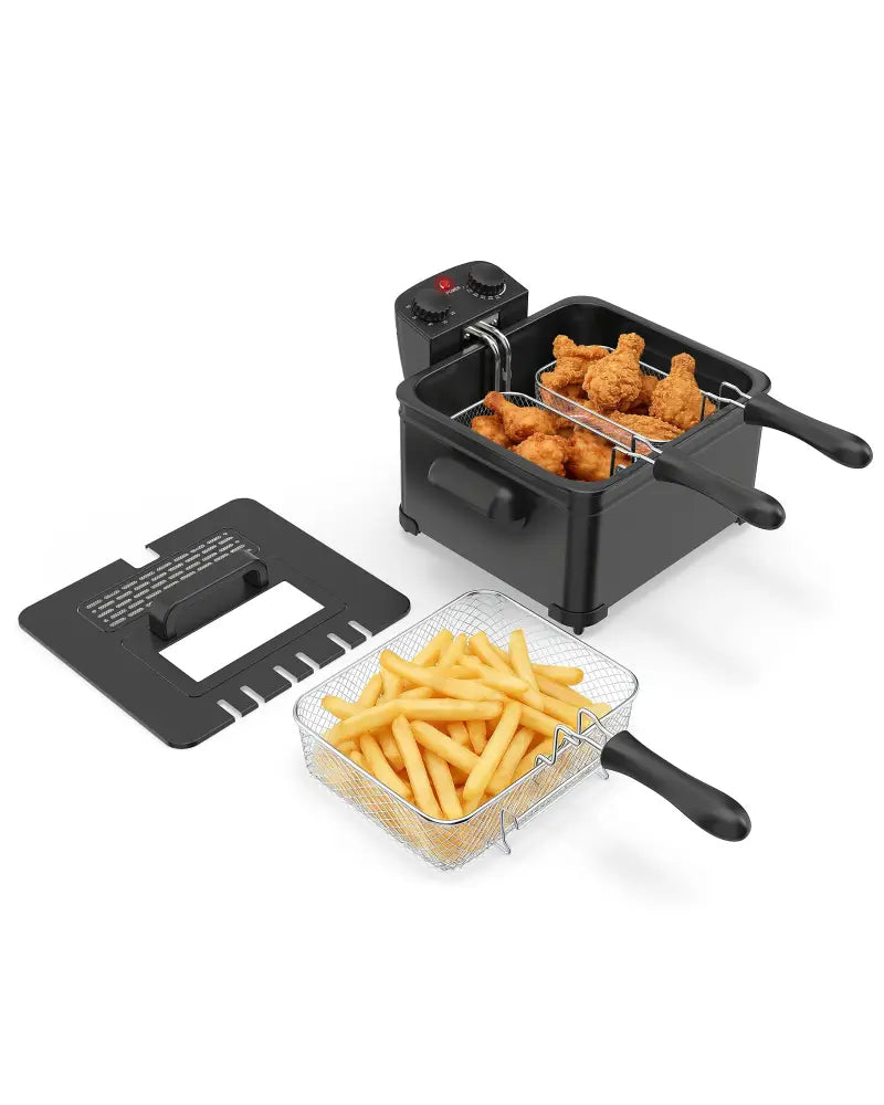 Electric Deep Fryer 5.3QT/21-Cup Stainless Steel 1700W with Triple Basket-Black - Black - Air Fryers