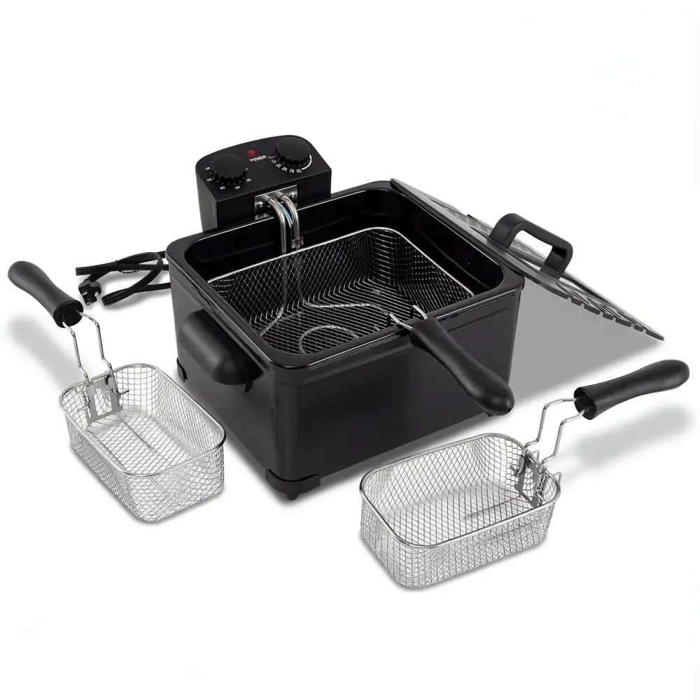 Electric Deep Fryer 5.3QT/21-Cup Stainless Steel 1700W with Triple Basket-Black - Black - Air Fryers