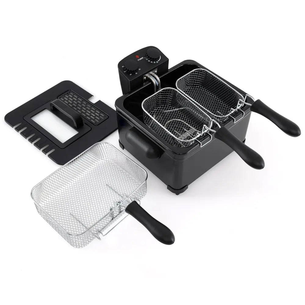 Electric Deep Fryer 5.3QT/21-Cup Stainless Steel 1700W with Triple Basket-Black - Black - Air Fryers