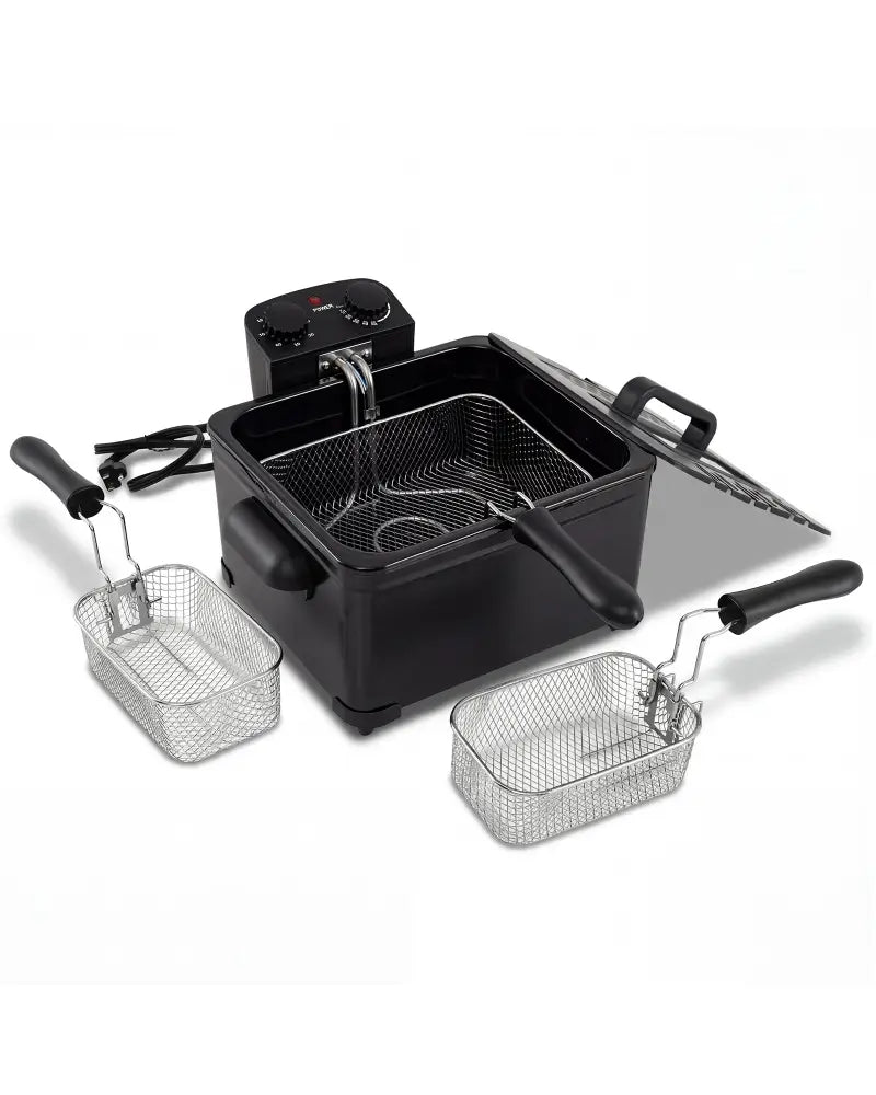 Electric Deep Fryer 5.3QT/21-Cup Stainless Steel 1700W with Triple Basket-Black - Black - Air Fryers