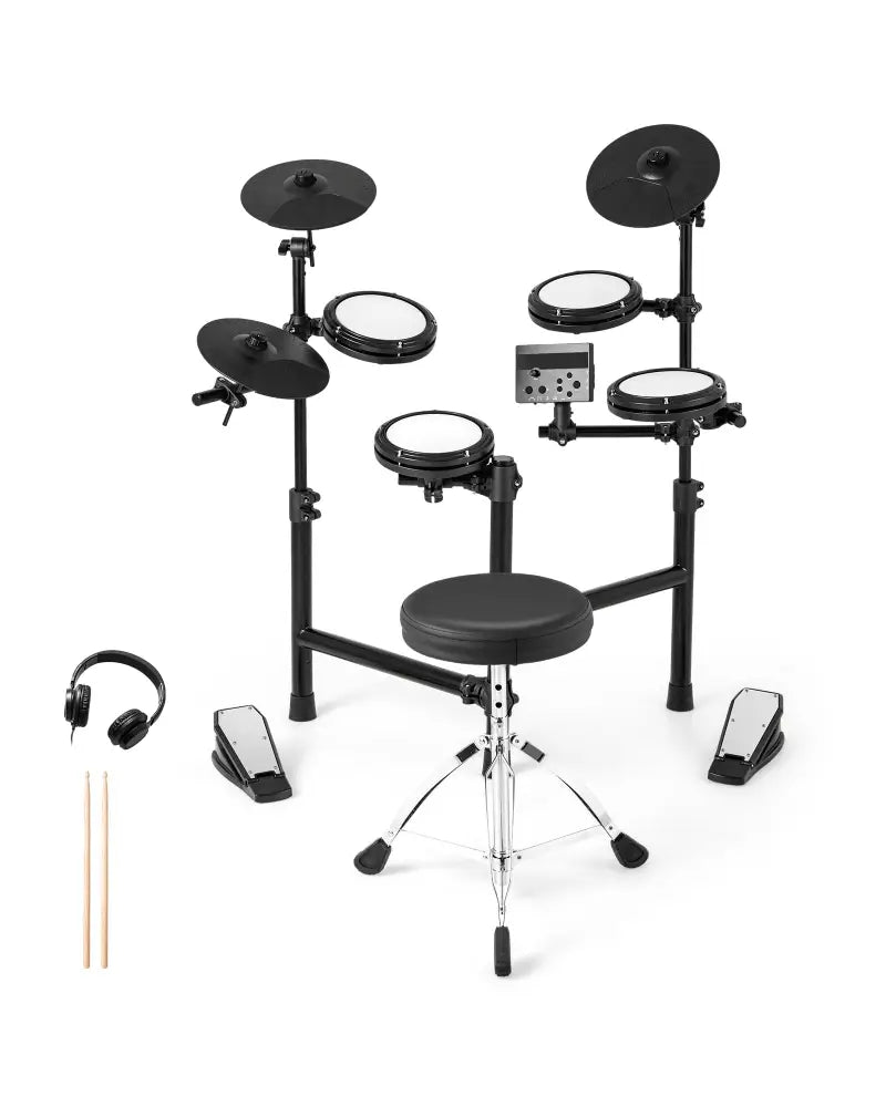 Electric Drum Set Foldable Drum Kit with 10 Demos and USB MIDI and 2 Drumsticks - Black - Drums & Percussion
