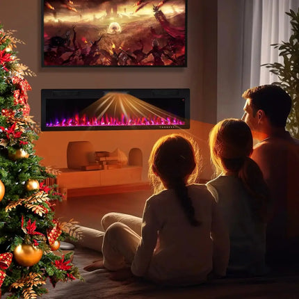 Electric Fireplace 40/50/60 Inches Recessed and Wall Mounted for 2' x 6' Stud-60 inches Costway