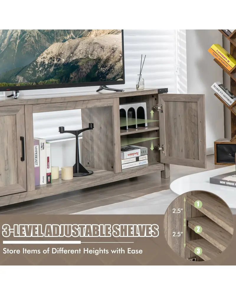 Electric Fireplace TV Stand with Storage Cabinets for TVs up to 70 Inch-Natural - Natural - Entertainment Centers & TV