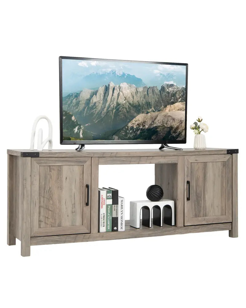 Electric Fireplace TV Stand with Storage Cabinets for TVs up to 70 Inch-Natural - Natural - Entertainment Centers & TV