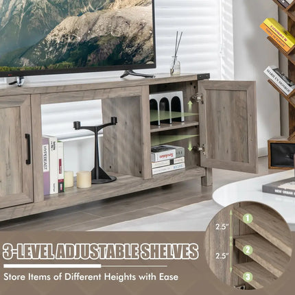 Electric Fireplace TV Stand with Storage Cabinets for TVs up to 70 Inch-Natural - Natural - Entertainment Centers & TV