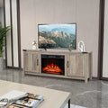 Electric Fireplace TV Stand with Storage Cabinets for TVs up to 70 Inch-Natural - Natural - Entertainment Centers & TV