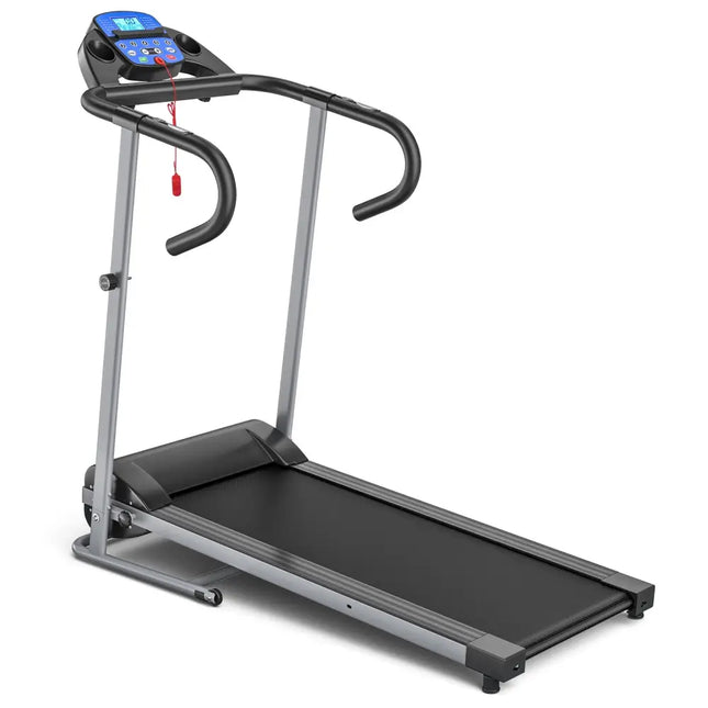 Electric Foldable Treadmill with LCD Display and Heart Rate Sensor - Black - Treadmills