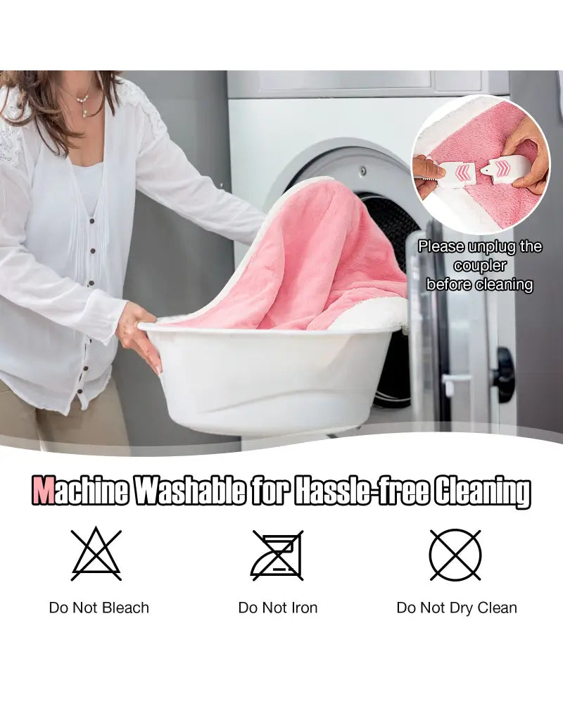 Electric Heated Blanket Throw with 10 Heat Settings-Pink - Pink - Bedding