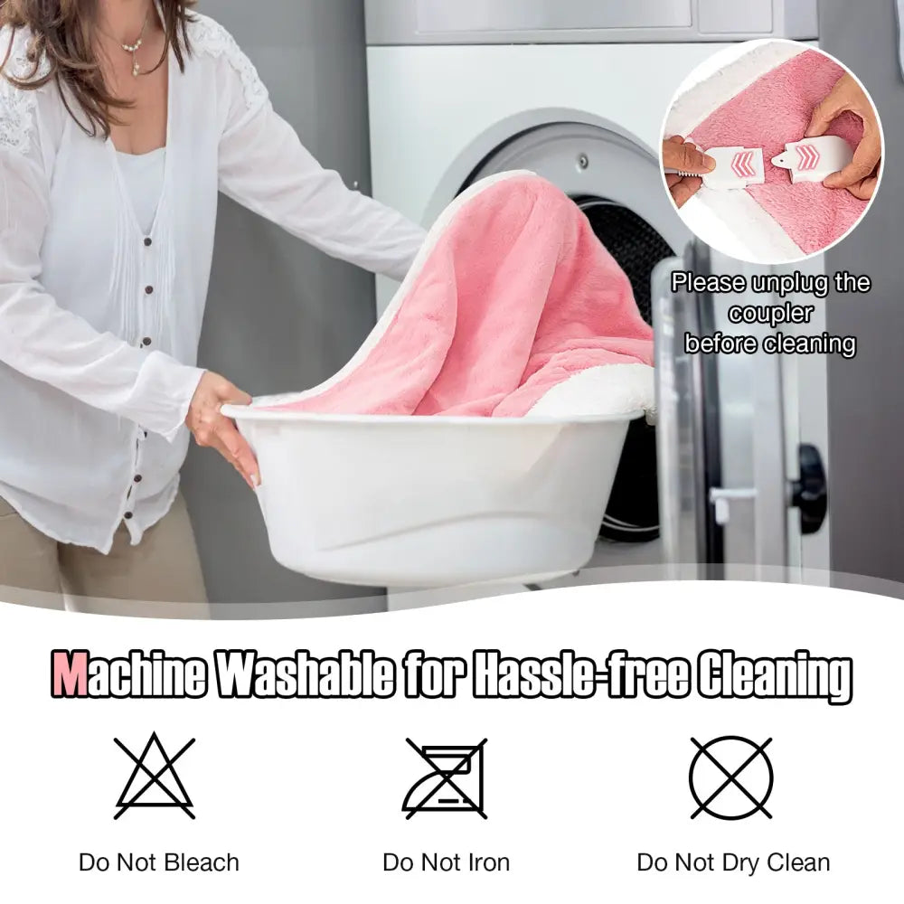 Electric Heated Blanket Throw with 10 Heat Settings-Pink - Pink - Bedding