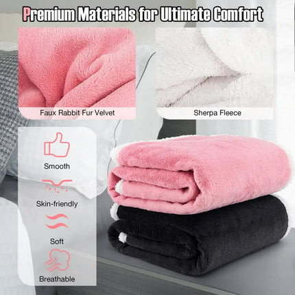 Electric Heated Blanket Throw with 10 Heat Settings-Pink - Pink - Bedding