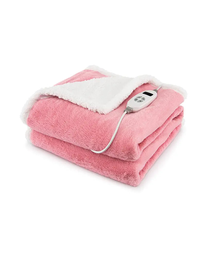 Electric Heated Blanket Throw with 10 Heat Settings-Pink - Pink - Bedding