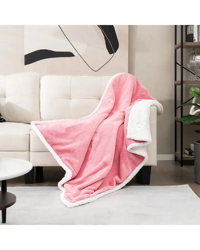 Electric Heated Blanket Throw with 10 Heat Settings-Pink - Pink - Bedding