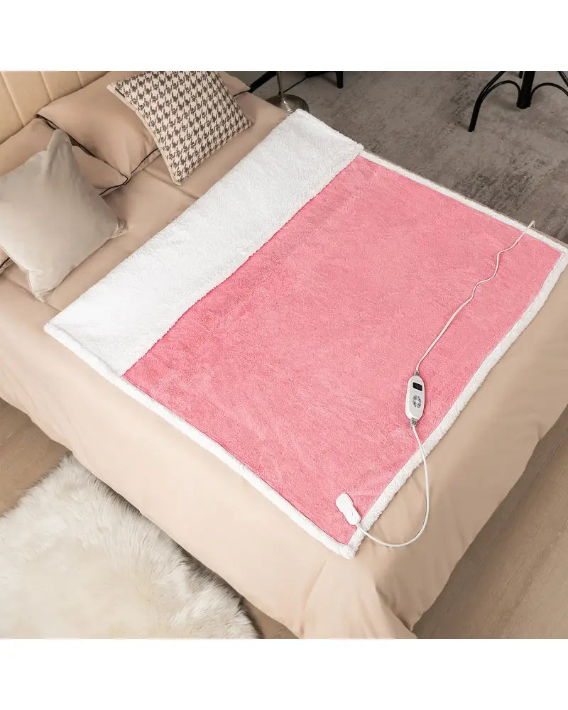 Electric Heated Blanket Throw with 10 Heat Settings-Pink - Pink - Bedding