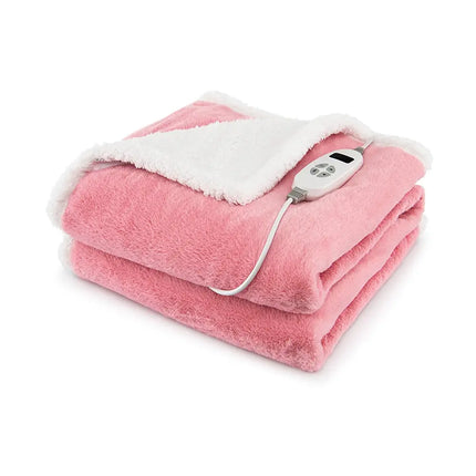 Electric Heated Blanket Throw with 10 Heat Settings-Pink - Pink - Bedding