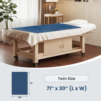 Electric Heated Mattress Pad with 5 Heating Levels and Overheat Protection-Blue - Blue - Bedding