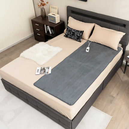 Electric Heated Mattress Pad with 5 Heating Levels and Overheat Protection-Gray - Gray - Bedding