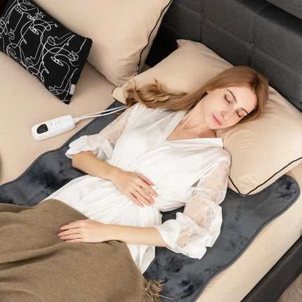 Electric Heated Mattress Pad with 5 Heating Levels and Overheat Protection-Gray - Gray - Bedding