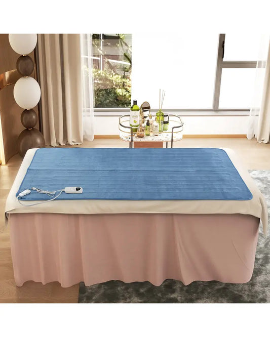 Electric Heated Mattress Pad with 5 Heating Levels and Overheat Protection-Blue - Blue - Bedding
