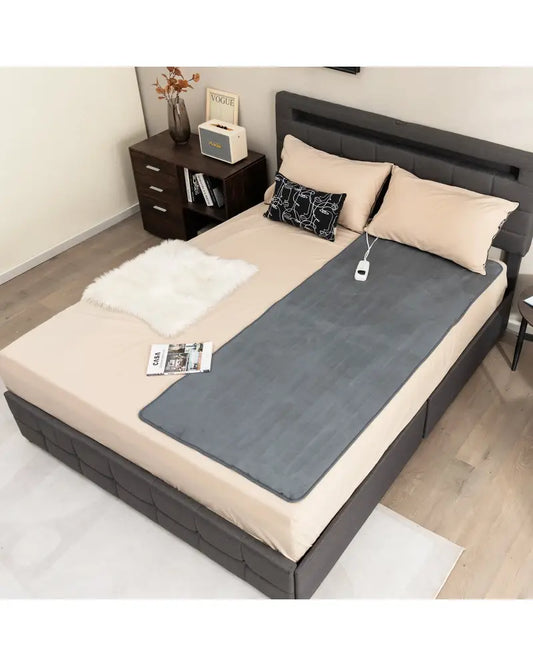 Electric Heated Mattress Pad with 5 Heating Levels and Overheat Protection-Gray - Gray - Bedding