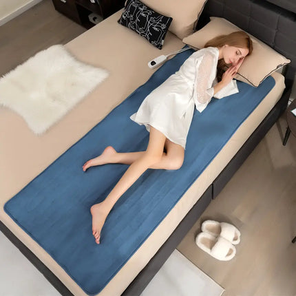 Electric Heated Mattress Pad with 5 Heating Levels and Overheat Protection-Blue - Blue - Bedding