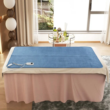 Electric Heated Mattress Pad with 5 Heating Levels and Overheat Protection-Blue - Blue - Bedding