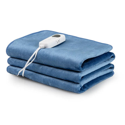 Electric Heated Mattress Pad with 5 Heating Levels and Overheat Protection-Blue - Blue - Bedding