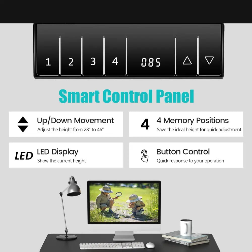 Electric Height Adjustable Standing Desk with Memory Controller-Black - Black - Standing Desks