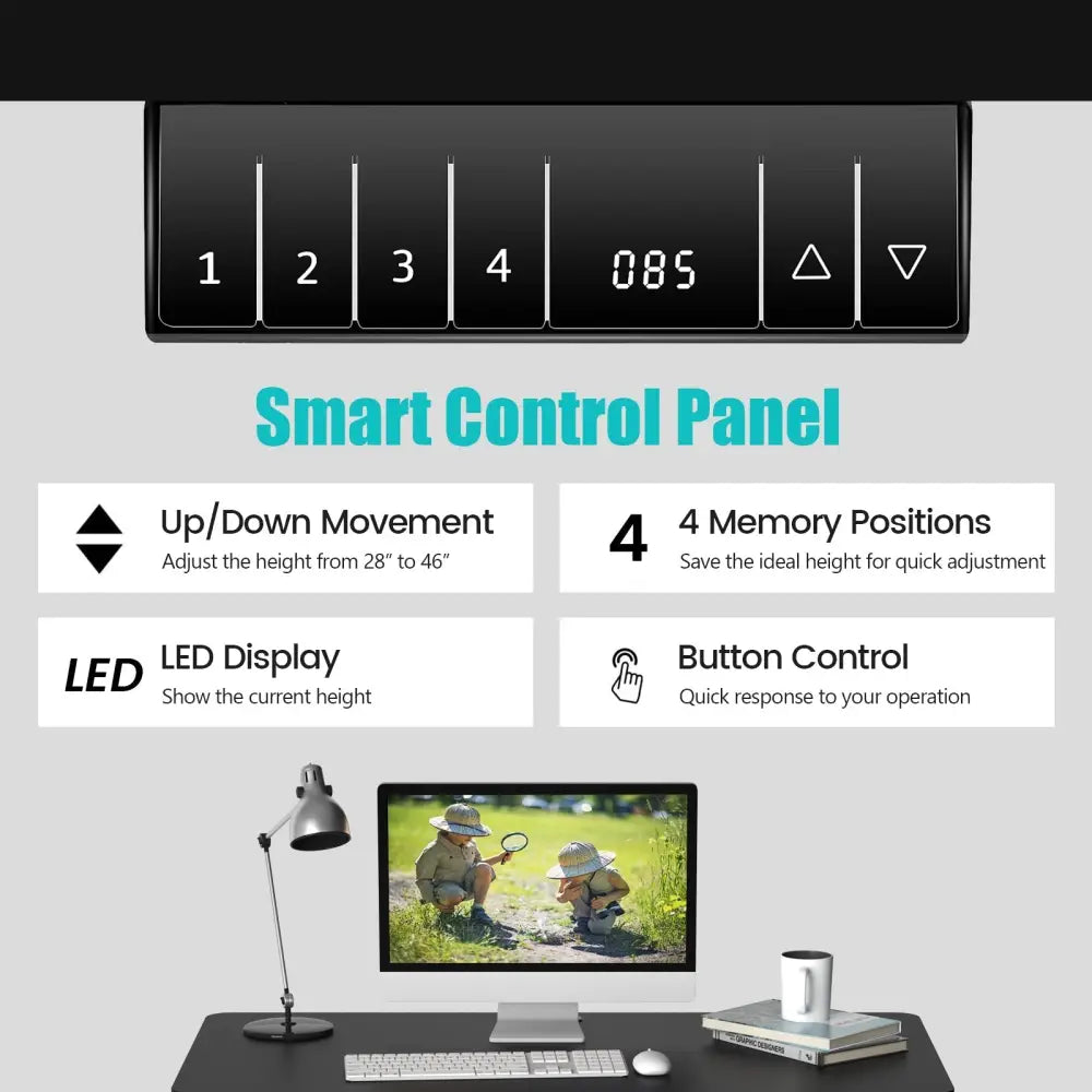 Electric Height Adjustable Standing Desk with Memory Controller-Black - Black - Standing Desks