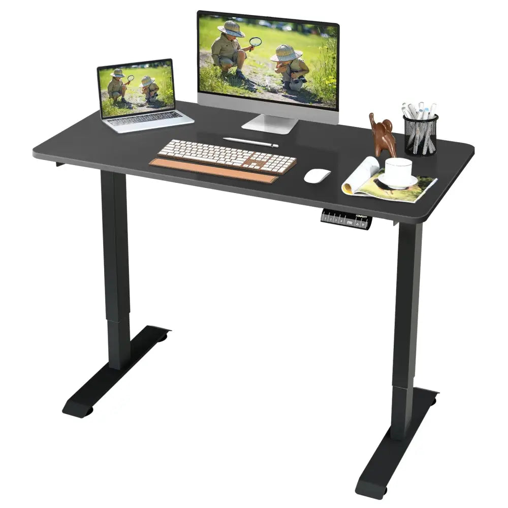 Electric Height Adjustable Standing Desk with Memory Controller-Black - Black - Standing Desks