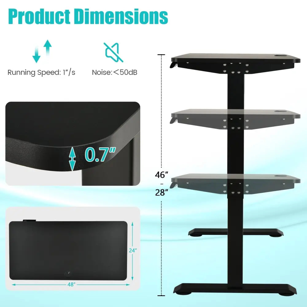 Electric Height Adjustable Standing Desk with Memory Controller-Black - Black - Standing Desks