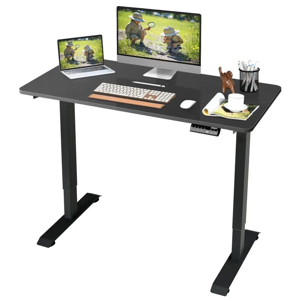Electric Height Adjustable Standing Desk with Memory Controller-Black - Black - Standing Desks