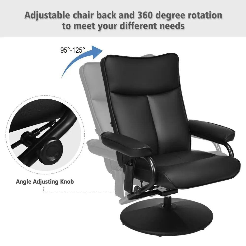 Electric Massage Recliner Chair with Ottoman and Remote Control - Black - Recliners