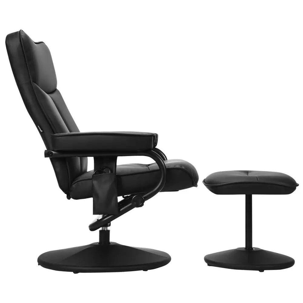 Electric Massage Recliner Chair with Ottoman and Remote Control - Black - Recliners