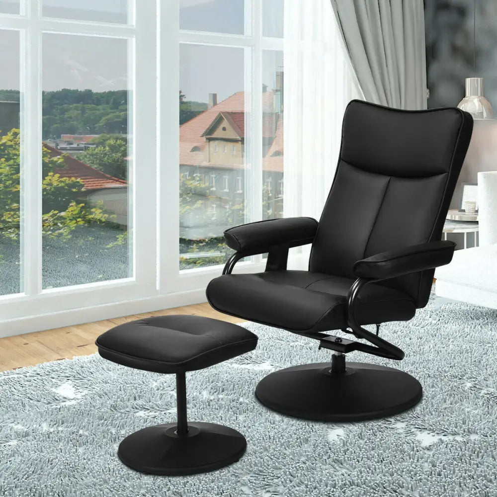 Electric Massage Recliner Chair with Ottoman and Remote Control - Black - Recliners