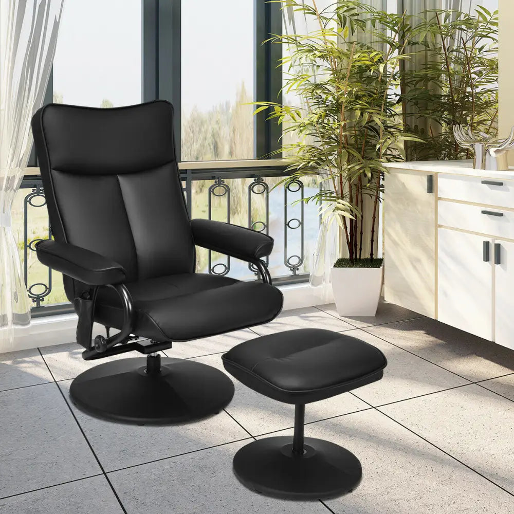 Electric Massage Recliner Chair with Ottoman and Remote Control - Black - Recliners