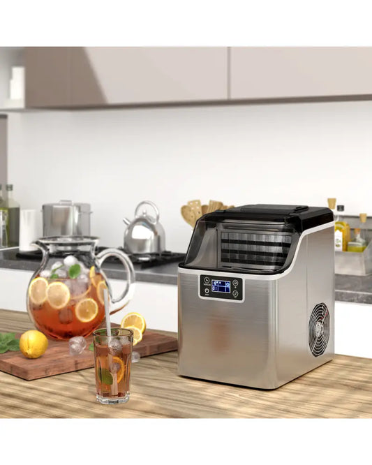 Electric Portable Countertop Ice Maker with Ice Scoop and Basket-Sliver - Silver - Ice Makers