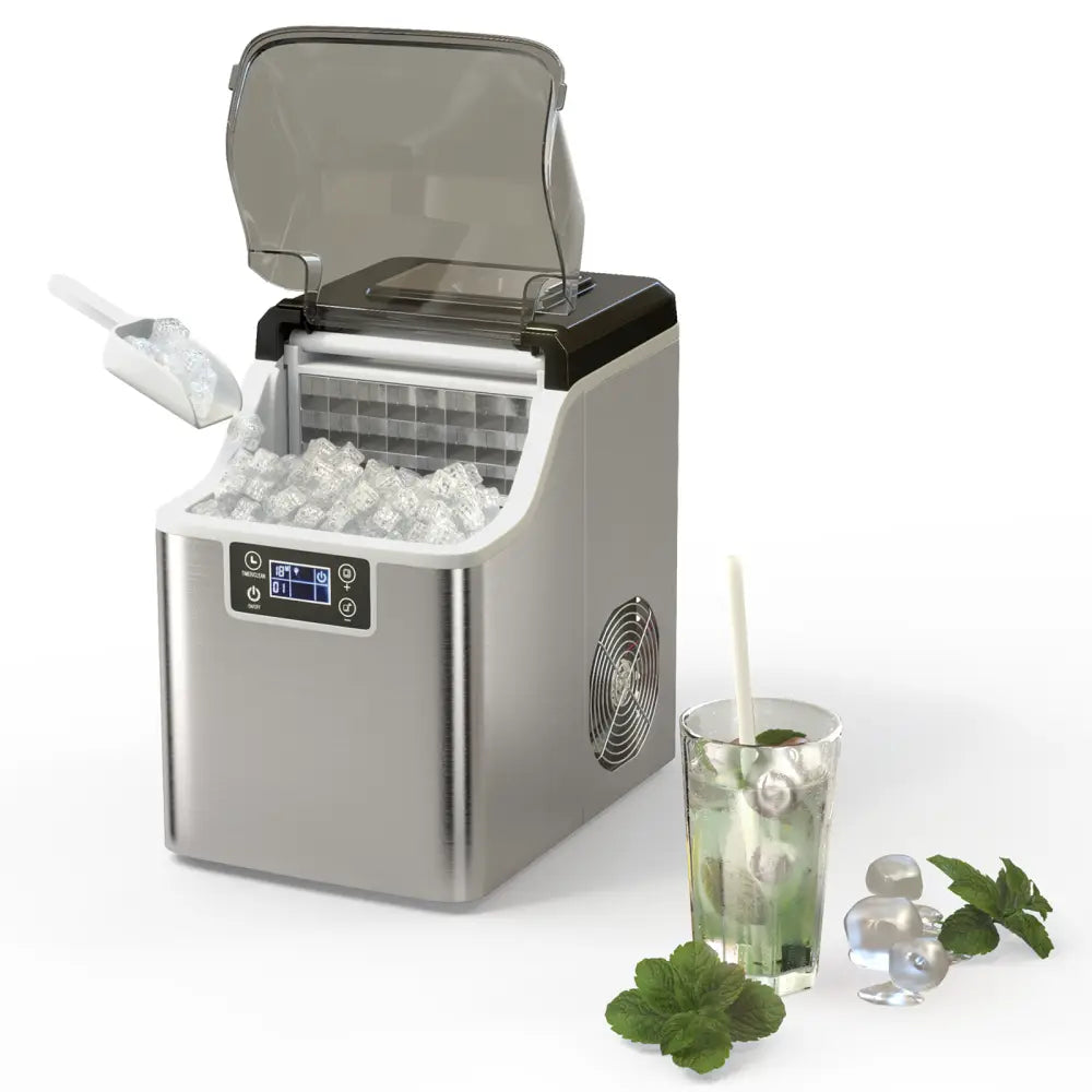 Electric Portable Countertop Ice Maker with Ice Scoop and Basket-Sliver - Silver - Ice Makers