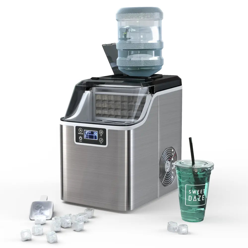 Electric Portable Countertop Ice Maker with Ice Scoop and Basket-Sliver - Silver - Ice Makers