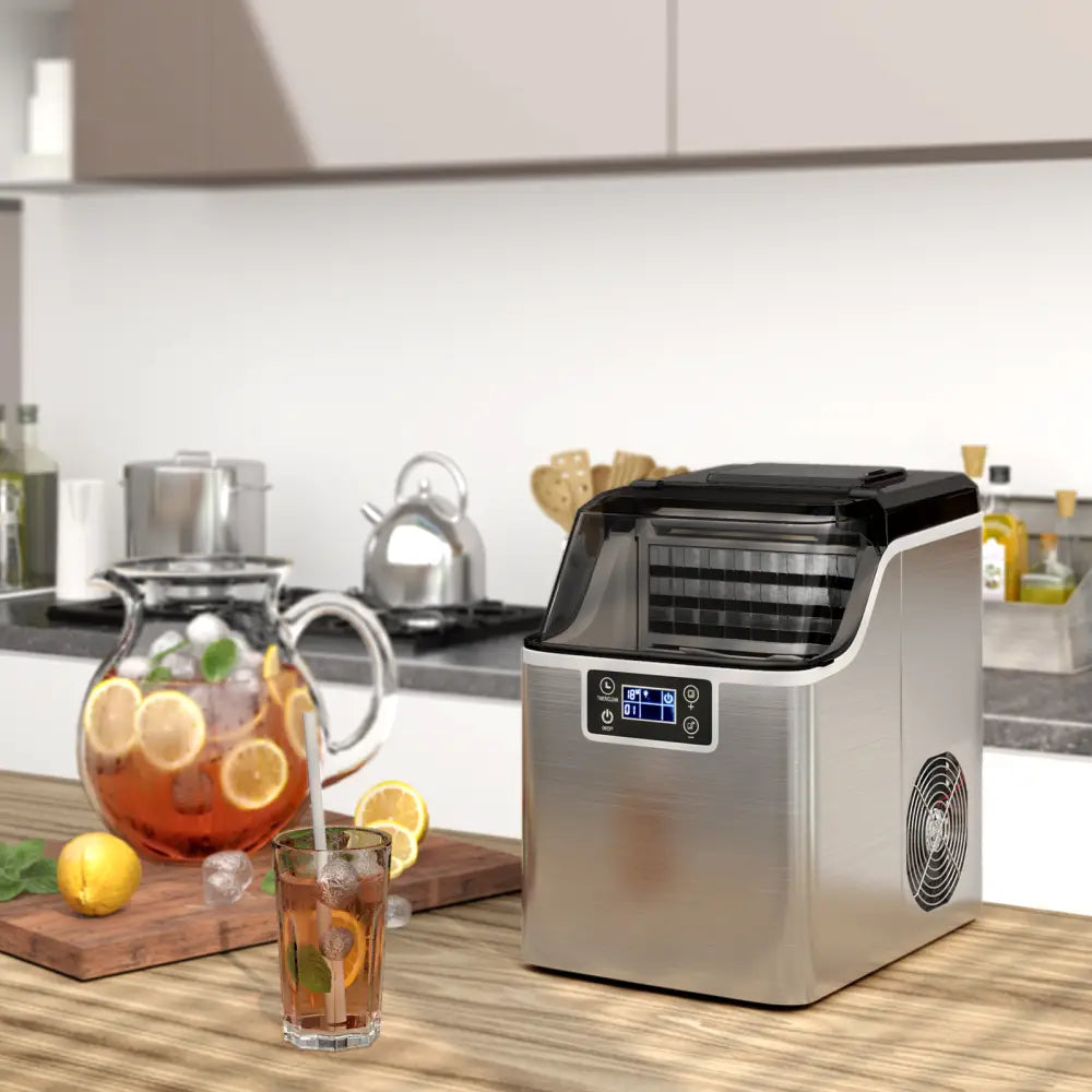 Electric Portable Countertop Ice Maker with Ice Scoop and Basket-Sliver - Silver - Ice Makers