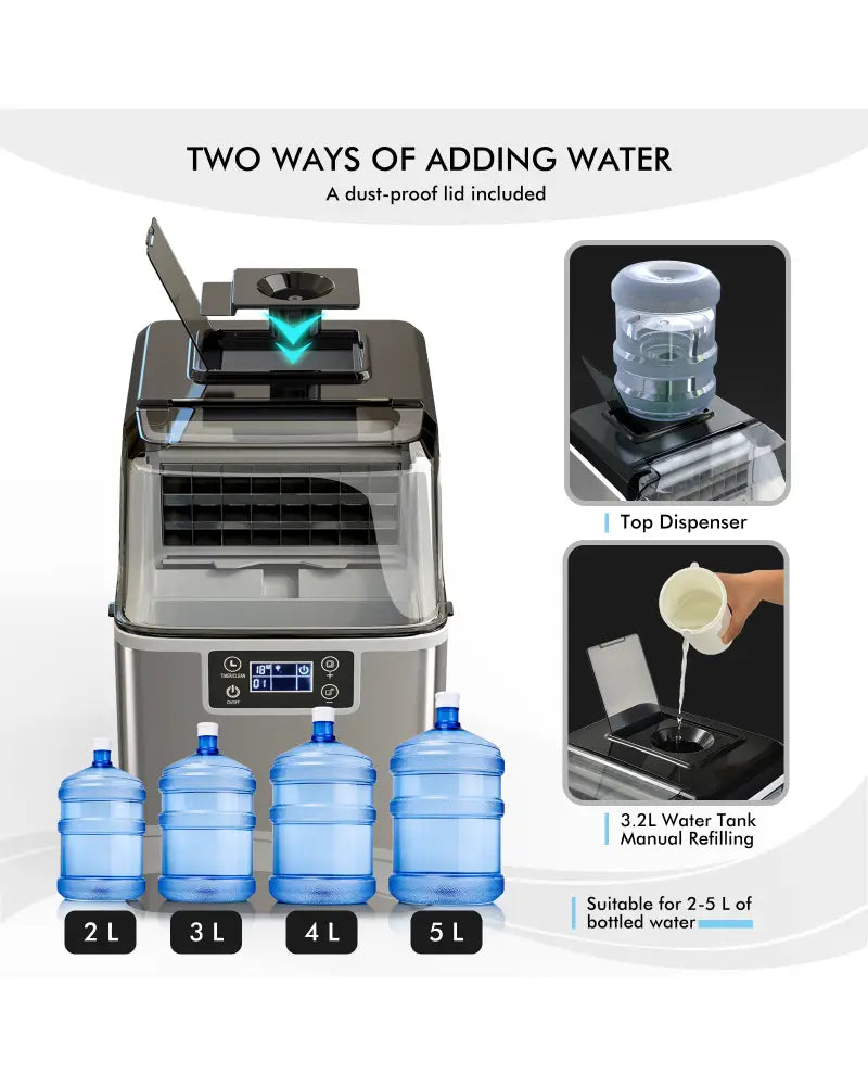 Electric Portable Countertop Ice Maker with Ice Scoop and Basket-Sliver - Silver - Ice Makers