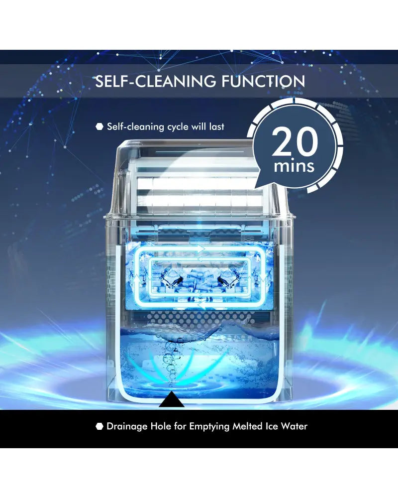 Electric Portable Countertop Ice Maker with Ice Scoop and Basket-Sliver - Silver - Ice Makers